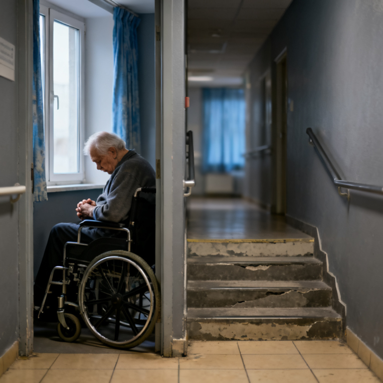 Elderly residents sitting together in a care home, sharing moments