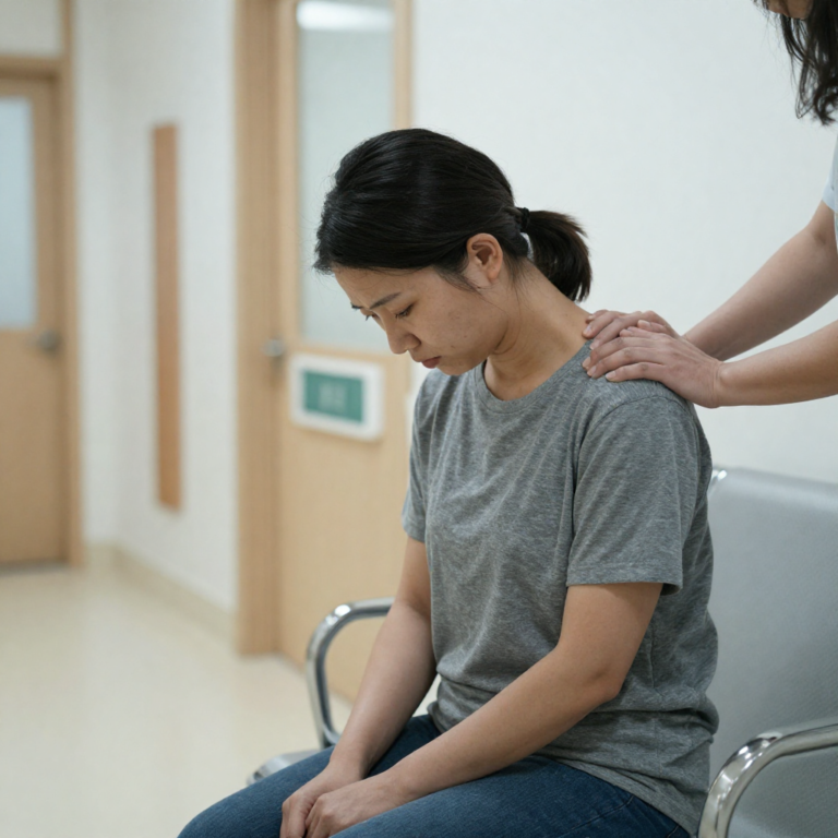 A person struggling with chronic illness and pain is receiving mental health support and counselling from an NGO therapist