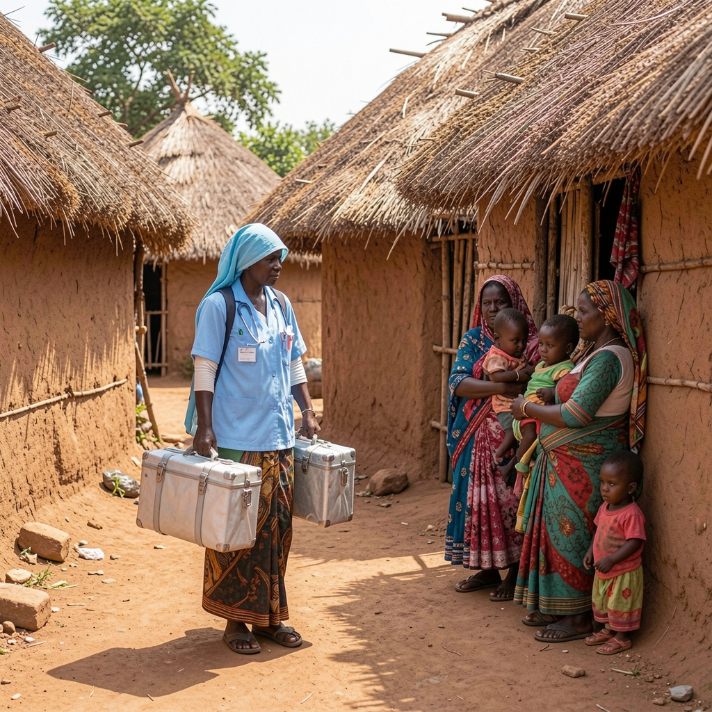 Illustration showing mental health therapy access disparity between urban and rural India, highlighting unequal healthcare support and NGO intervention.