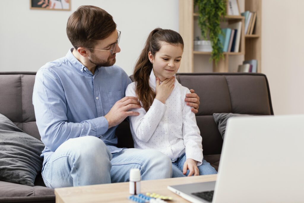 Parenting in 2026 balancing discipline and emotional support while talking calmly with a child in a modern family setting.