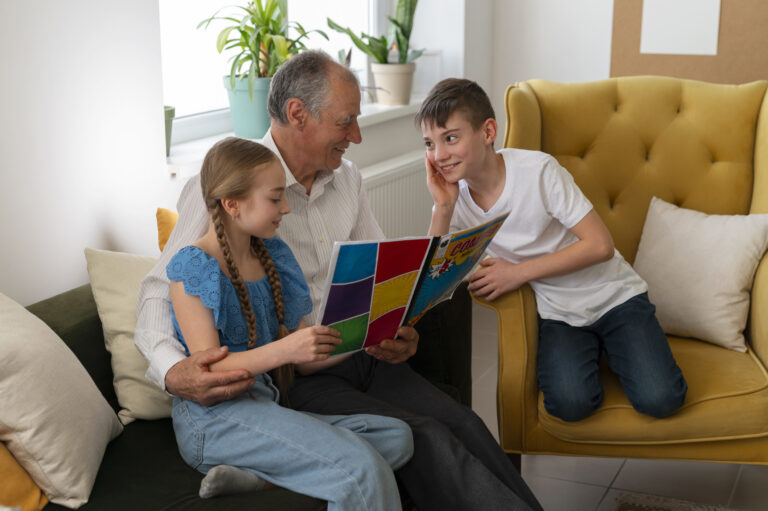 Families member from different generations talking and connecting with understanding