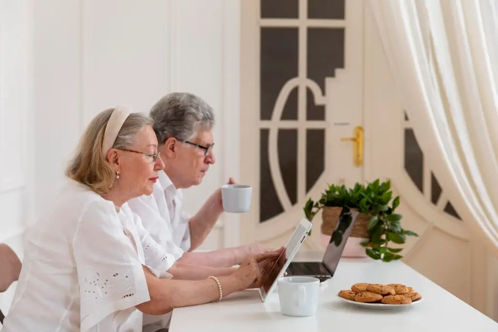 Older adult following a healthy daily routine at home