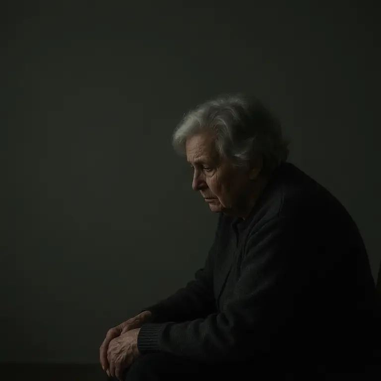 Elder abuse awareness showing an elderly person receiving compassionate support from a caregiver